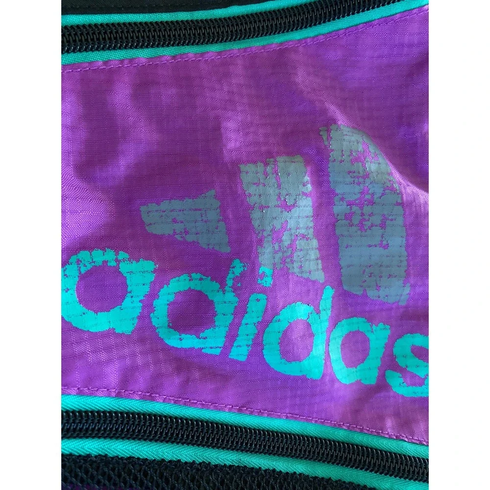 Adidas Drawstring Cinch Bag Purple Mesh Sackpack Gym Backpack Zipper Pockets